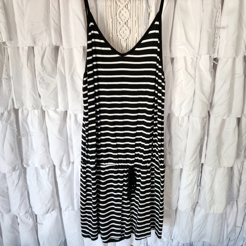 Women's black and white striped romper
